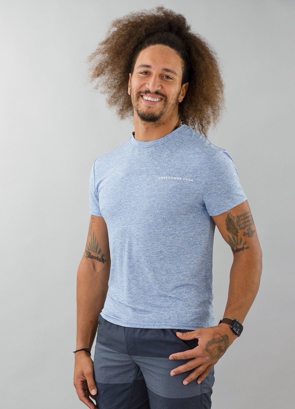 CorePower Yoga Men's Blue Melange Active Tee