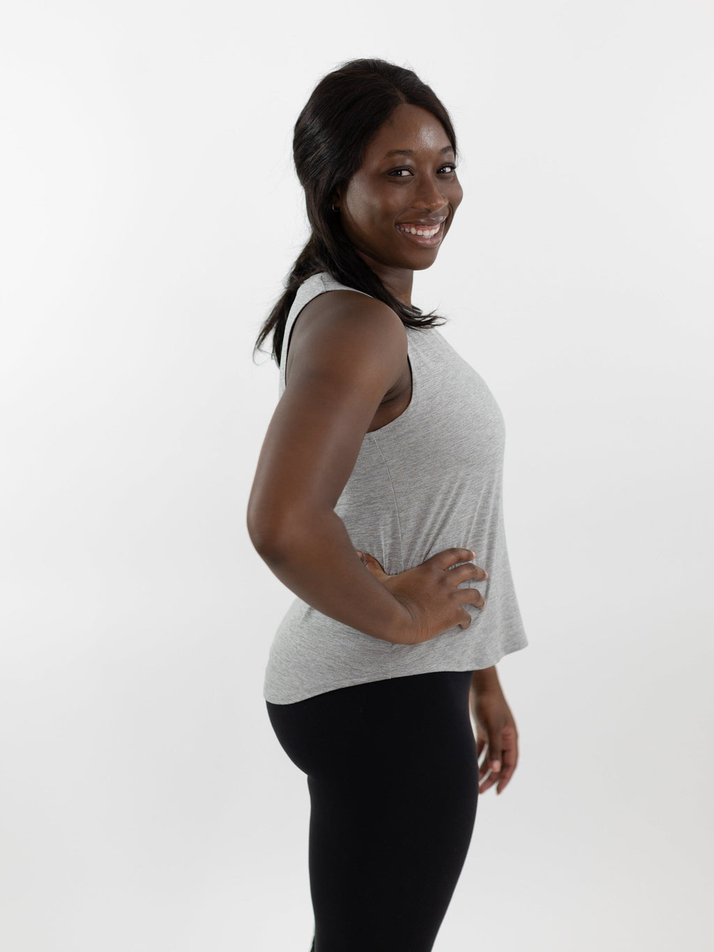 CorePower Yoga Glow Open Back Grey Tank - FINAL SALE